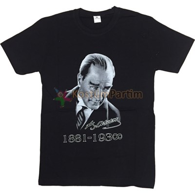 Atatürk Baskılı Tshirt Siyah