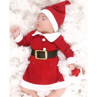Bebek Noel Anne Elbisesi Kız Polar Noel Baba Bebek Kıyafeti