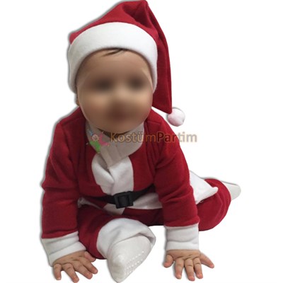 Bebek Noel Baba Kostümü 1Yaş - 2Yaş - 3Yaş Kıyafeti Polar