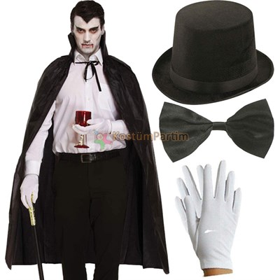 Dracula Kostüm Seti YetişkinCadılar Bayramı KombinleriKostümPartim ★ Dracula Kostüm Aksesuar Seti / Halloween Kombinleri