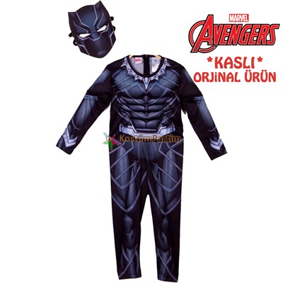 Kara Panter Kostümü Kaslı Avangers Black Panter Kıyafeti