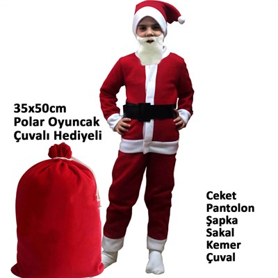 Noel Baba5-6Yaş Polar Erkek Çocuk Kostümü