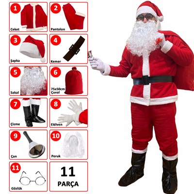 Noel Baba Kostümü Lüx TamTakım Seti Noel Baba Kostümleri KostümPartim ★ Noel Baba Kostümü Lüx TamTakım Seti / Noel Baba Kostümleri