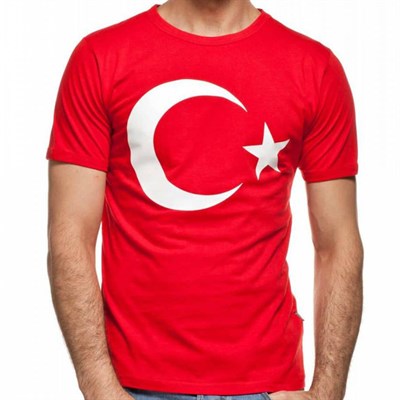 Türk Bayrağı Baskılı Tshirt Kırmızı