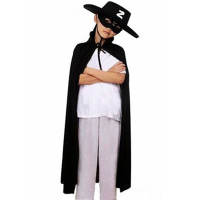 Zorro Kostüm Seti Pelerin, Maske, Şapka Çocuk BoyAksesuar SetleriKostümPartim ★ Zorro Aksesuar Seti Pelerin, Maske, Şapka / Aksesuar Setleri